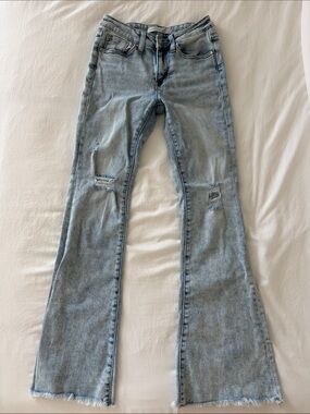 Altar'd State Light Blue Flare Jeans with Distressed Knees
